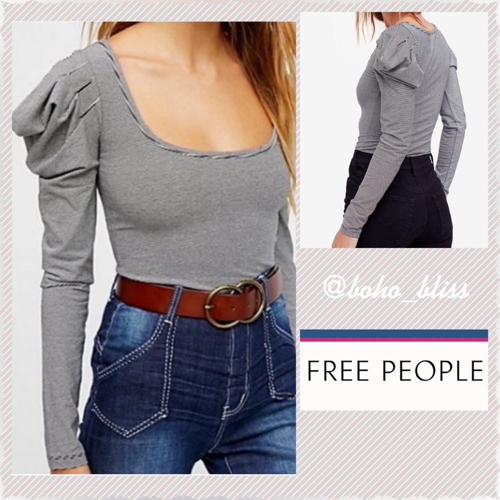 FREE PEOPLE | Puff Sleeve Penelope Long Sleeve Stretch Top NWOT